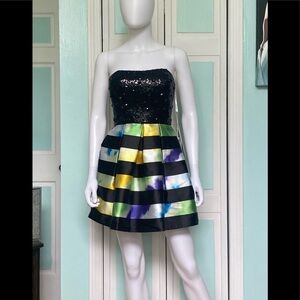 Size 4 Mori Lee Mini Homecoming Cocktail Rainbow Dress Sequins NWT